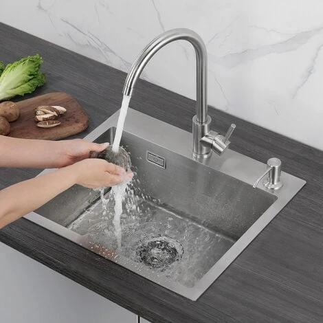 Cecipa Lavelli Da Cucina Una Vasca, Lavandino Cucina 50 X 45 X 18.5 Cm, Lavelli Quadrato Cucina In Acciaio Inox (Senza Distributore Di Sapone) 1 Cecipa Lavelli Da Cucina Una Vasca, Lavandino Cucina 50 X 45 X 18.5 Cm, Lavelli Quadrato Cucina In Acciaio Inox (Senza Distributore Di Sapone)