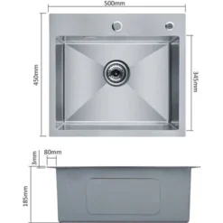 Cecipa Lavelli Da Cucina Una Vasca, Lavandino Cucina 50 X 45 X 18.5 Cm, Lavelli Quadrato Cucina In Acciaio Inox (Senza Distributore Di Sapone) 7 Cecipa Lavelli Da Cucina Una Vasca, Lavandino Cucina 50 X 45 X 18.5 Cm, Lavelli Quadrato Cucina In Acciaio Inox (Senza Distributore Di Sapone) -Wenko Negozio 10104692 3