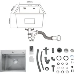 Cecipa Lavelli Da Cucina Una Vasca, Lavandino Cucina 50 X 45 X 18.5 Cm, Lavelli Quadrato Cucina In Acciaio Inox (Senza Distributore Di Sapone) 9 Cecipa Lavelli Da Cucina Una Vasca, Lavandino Cucina 50 X 45 X 18.5 Cm, Lavelli Quadrato Cucina In Acciaio Inox (Senza Distributore Di Sapone) -Wenko Negozio 10104692 5
