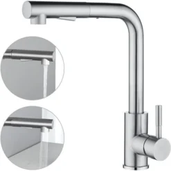 CECIPA Lavelli Da Cucina Trafilatura In Acciaio Inox 50 X 45 X 18.5 Cm, Senza Distributore Di Sapone + Rubinetto Da Cucina Tirabile In Acciaio Inossidabile -Wenko Negozio 10104697 4