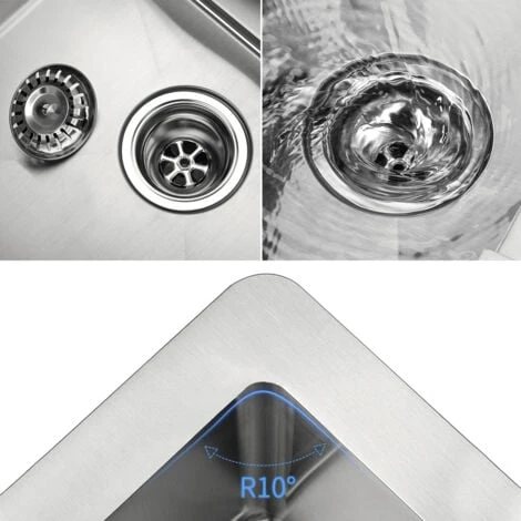 Auralum Lavello Incasso 1 Vasca 55x45 Cm Lavello Da Cucina Lavorato A Mano In Acciaio Inossidabile Spazzolato 2 Auralum Lavello Incasso 1 Vasca 55x45 Cm Lavello Da Cucina Lavorato A Mano In Acciaio Inossidabile Spazzolato - immagine 2