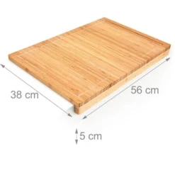 Relaxdays Tagliere In Bambù, Accessori Per La Cucina, Ripiano Per Tagliare XL, H X L X P: 5 X 56 X 38 Cm, Naturale -Wenko Negozio 10719433 4