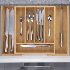 Relaxdays Portaposate Cassetto, Regolabile, Divisore In Bambù Salvaspazio, 5 - 7 Scomparti, Organizer Cucina, Naturale -Wenko Negozio 10719446 4