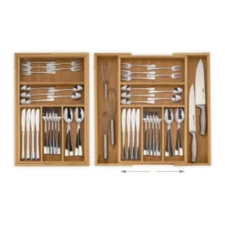 Relaxdays Portaposate Da Cassetto In Bambù, Regolabile, Estensibile, HLP: 5x48x46 Cm, 5 - 7 Scomparti, Colore Naturale -Wenko Negozio 10719463 3