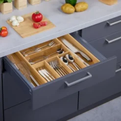 Relaxdays Portaposate Da Cassetto In Bambù, Regolabile, Estensibile, HLP: 5x48x46 Cm, 5 - 7 Scomparti, Colore Naturale -Wenko Negozio 10719463 4