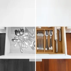 Relaxdays Portaposate Da Cassetto In Bambù, Regolabile, Estensibile, HLP: 5x48x46 Cm, 5 - 7 Scomparti, Colore Naturale -Wenko Negozio 10719463 5