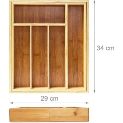 Relaxdays Portaposate Da Cassetto Estensibile, Porta Posate, HLP: 5 X 43 X 34 Cm, 5 - 7 Scomparti Estraibili, Naturale -Wenko Negozio 10719561 4