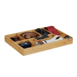 Relaxdays Organizer Da Cassetto In Bambù, Separatore Inserti Divisorio Rimovibile, Portaposate, 5 X 45 X 32 Cm, Naturale