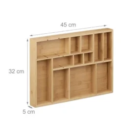 Relaxdays Organizer Da Cassetto In Bambù, Separatore Inserti Divisorio Rimovibile, Portaposate, 5 X 45 X 32 Cm, Naturale -Wenko Negozio 10720006 4