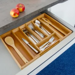 Relaxdays Portaposate Da Cassetto, In Bambù, Regolabile, HLP: 5x29-48x34 Cm, Vassoio Porta Posate, 7 Scomparti, Naturale -Wenko Negozio 10724724 4