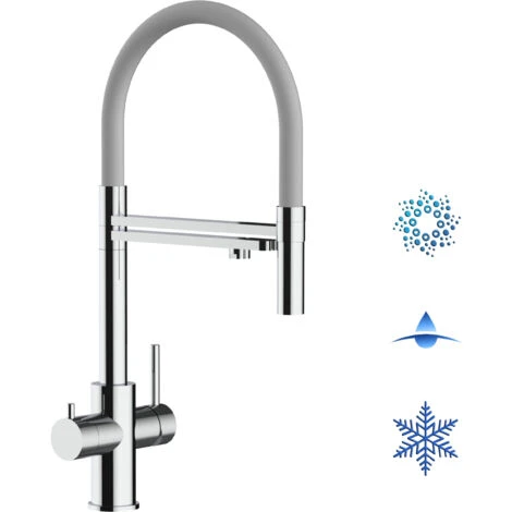 Rubinetto 5 Vie Miscelatore Lavello Cucina In Acciaio INOX Lucido - Canna Grigia Movibile E Doccia 2 Getti Staccabile - ACCIAIO CHIRURGICO AISI 316 1 Rubinetto 5 Vie Miscelatore Lavello Cucina In Acciaio INOX Lucido - Canna Grigia Movibile E Doccia 2 Getti Staccabile - ACCIAIO CHIRURGICO AISI 316