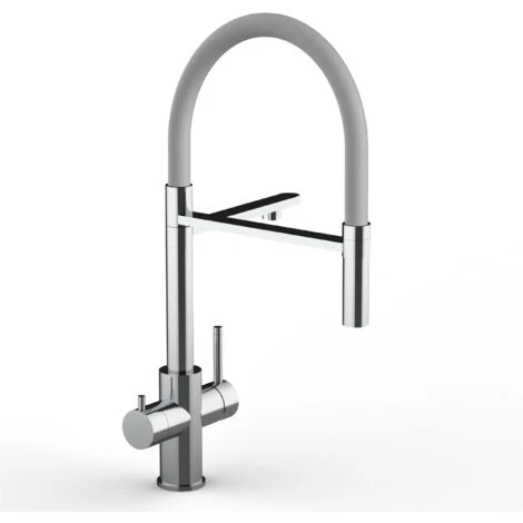 Rubinetto 5 Vie Miscelatore Lavello Cucina In Acciaio INOX Lucido - Canna Grigia Movibile E Doccia 2 Getti Staccabile - ACCIAIO CHIRURGICO AISI 316 5 Rubinetto 5 Vie Miscelatore Lavello Cucina In Acciaio INOX Lucido - Canna Grigia Movibile E Doccia 2 Getti Staccabile - ACCIAIO CHIRURGICO AISI 316 - immagine 5