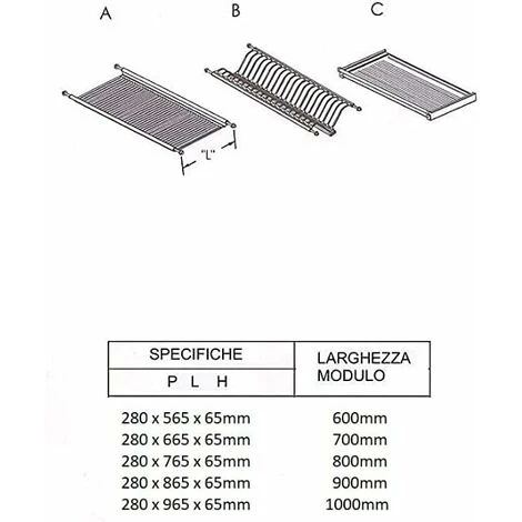 Scolapiatti Da Incasso In Acciaio Inox A Molle Regolabili , Kit Completo Con Raccogli Gocce Larghezza 60cm 2 Scolapiatti Da Incasso In Acciaio Inox A Molle Regolabili , Kit Completo Con Raccogli Gocce Larghezza 60cm - immagine 2
