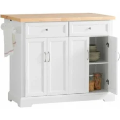 SoBuy Carrello Cucina Credenza Cucina Mobile Cucina Bianco Con Route Piano Allungabile Bianco FKW71-WN