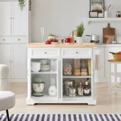SoBuy Carrello Cucina Credenza Cucina Mobile Cucina Bianco Con Route Piano Allungabile Bianco FKW71-WN -Wenko Negozio 11027042 3
