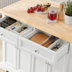 SoBuy Carrello Cucina Credenza Cucina Mobile Cucina Bianco Con Route Piano Allungabile Bianco FKW71-WN -Wenko Negozio 11027042 4