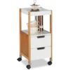 Relaxdays Carrellino Con Cassetti, Carrello Da Bar, Tavolino Mobile, Legno MDF, Bambù, HLP: 69x30x30 Cm, Bianco