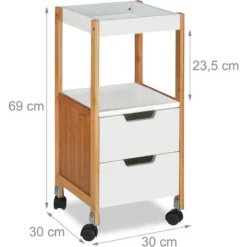 Relaxdays Carrellino Con Cassetti, Carrello Da Bar, Tavolino Mobile, Legno MDF, Bambù, HLP: 69x30x30 Cm, Bianco 8 Relaxdays Carrellino Con Cassetti, Carrello Da Bar, Tavolino Mobile, Legno MDF, Bambù, HLP: 69x30x30 Cm, Bianco -Wenko Negozio 11090454 4