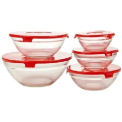 Set 10pz Contenitori Alimenti In Vetro Coperchio Contenitore Rotondo Plastica -Wenko Negozio 11213324 5