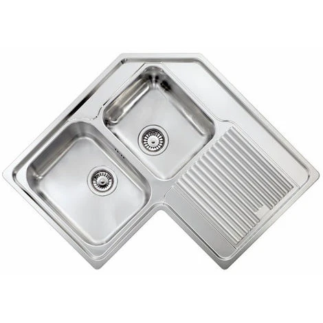 Lavello ZENITH Ad Angolo 83x83 2 Vasche Sinistre+ Gocciolatoio ACCIAIO INOX 1 Lavello ZENITH Ad Angolo 83x83 2 Vasche Sinistre+ Gocciolatoio ACCIAIO INOX