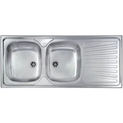 Lavello MONDIAL 116x50 2 Vasche Destre+ Gocciolatoio ACCIAIO INOX
