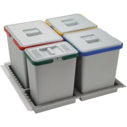 Elletipi PTC28 06050 2F C97 PPV Pattumiera Differenziata Da Cassetto, Plastica, Grigio, 51/53 X 46/49 X 28 Cm
