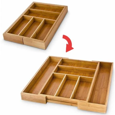 Portaposate Estensibile Da Cassetto Cucina Porta Posate In Legno Bambu 46x30cm 5 Portaposate Estensibile Da Cassetto Cucina Porta Posate In Legno Bambu 46x30cm - immagine 5