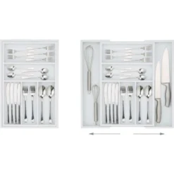 Relaxdays Portaposate Da Cassetto, Estraibile Larghezza Variabile, Da 5 A 7 Scomparti In Bambù HxLxP: 5x48x46 Cm, Bianco 7 Relaxdays Portaposate Da Cassetto, Estraibile Larghezza Variabile, Da 5 A 7 Scomparti In Bambù HxLxP: 5x48x46 Cm, Bianco -Wenko Negozio 14838014 3