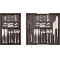 Relaxdays Portaposate Da Cassetto, Estraibile Larghezza Var., Da 5 A 7 Scomparti In Bambù HLP: 5x48x46 Cm, Marrone Scuro -Wenko Negozio 14838016 3