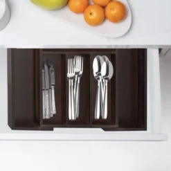 Relaxdays Portaposate Da Cassetto, Estraibile Larghezza Var., Da 5 A 7 Scomparti In Bambù HLP: 5x48x46 Cm, Marrone Scuro -Wenko Negozio 14838016 4