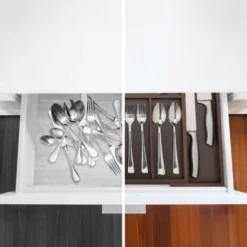 Relaxdays Portaposate Da Cassetto, Estraibile Larghezza Var., Da 5 A 7 Scomparti In Bambù HLP: 5x48x46 Cm, Marrone Scuro -Wenko Negozio 14838016 5