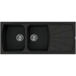 Elleci LGL50059 Living 500 Lavello Granitek Gocciolatoio Reversibile 2 Vasche 116 Cm Antracite