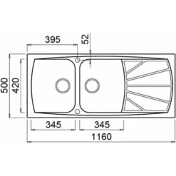 Elleci LGL50059 Living 500 Lavello Granitek Gocciolatoio Reversibile 2 Vasche 116 Cm Antracite -Wenko Negozio 14928491 3