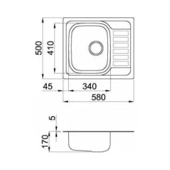 Elleci LIX125SACSX Sky 125 Lavello Inox 1 Vasca 58 Cm -Wenko Negozio 14990355 3