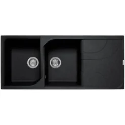 Elleci LGE50040 Ego 500 Lavello Granitek Gocciolatoio Reversibile 2 Vasche 116 Cm Nero