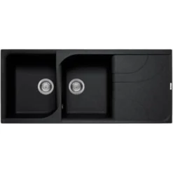 Elleci LGE50040 Ego 500 Lavello Granitek Gocciolatoio Reversibile 2 Vasche 116 Cm Nero -Wenko Negozio 14990546 3