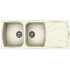 Elleci LGL50062 Living 500 Lavello Granitek Gocciolatoio Reversibile 2 Vasche 116 Cm Bianco Antico