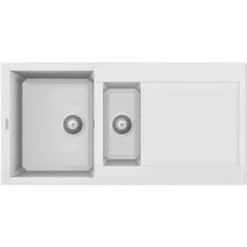 Elleci LGY47568 Easy 475 Lavello Granitek Gocciolatoio Reversibile 1 Vasca E Mezza 100 Cm Bianco