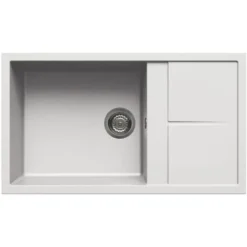 Elleci LGU41068 Unico 410 Lavello Granitek Gocciolatoio Reversibile 1 Vasca 86 Cm Bianco