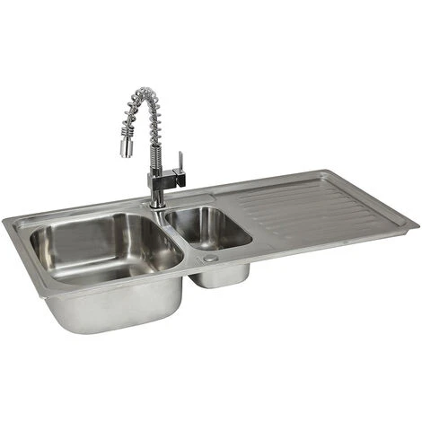 Lavandino Da Cucina In Acciaio Inossidabile 105cm X 50cm Con Rubinetto Rainbow 1 Lavandino Da Cucina In Acciaio Inossidabile 105cm X 50cm Con Rubinetto Rainbow