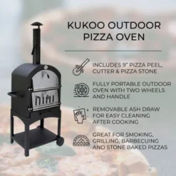 KuKoo - Forno Da Esterno Per Pizza In Acciaio A Carbonella Per Cottura Su Pietra Con Pala Per Pizza, Tagliapizza E Copertura Impermeabile -Wenko Negozio 15074950 4