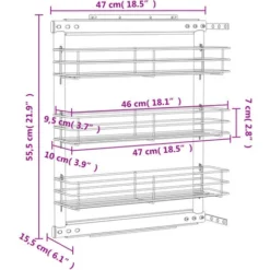 Cestino Da Cucina In Rete A 3 Livelli Argento 47x15,5x55,5 Cm VidaXL -Wenko Negozio 15093888 3