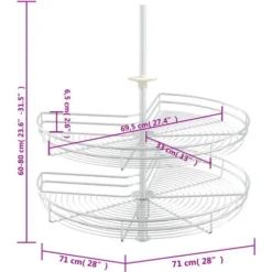 Cestello Metallico A 2 Livelli Argento Rotabile 270° 71x71x80cm VidaXL 7 Cestello Metallico A 2 Livelli Argento Rotabile 270° 71x71x80cm VidaXL -Wenko Negozio 15093894 3