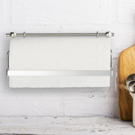 Relaxdays Set Portautensili Da Cucina, Effetto Acciaio Inox, Porta Rotoli, Scolapiatti, Asta Metallica, 6 Ganci, Argento 3 Relaxdays Set Portautensili Da Cucina, Effetto Acciaio Inox, Porta Rotoli, Scolapiatti, Asta Metallica, 6 Ganci, Argento - immagine 3