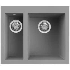 Lavello Elleci Incasso 2 Vasche 59x50 Quadra 150 Granitek Grigio Cemento LGQ15048