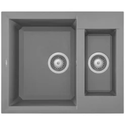 Lavello Elleci Incasso 2 Vasche 60x50 Easy 150 Metaltek Grigio Titanium LMY15073