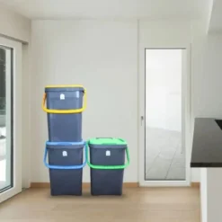 Set 3 Pattumiere Ecoplus 50Lt ECP50 Tris Bidoni Grandi Spazzatura Differenziata