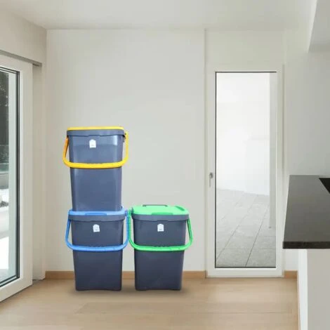 Set 3 Pattumiere Ecoplus 50Lt ECP50 Tris Bidoni Grandi Spazzatura Differenziata 1 Set 3 Pattumiere Ecoplus 50Lt ECP50 Tris Bidoni Grandi Spazzatura Differenziata