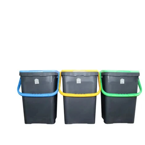 Set 3 Pattumiere Ecoplus 50Lt ECP50 Tris Bidoni Grandi Spazzatura Differenziata 2 Set 3 Pattumiere Ecoplus 50Lt ECP50 Tris Bidoni Grandi Spazzatura Differenziata - immagine 2