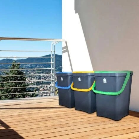 Set 3 Pattumiere Ecoplus 50Lt ECP50 Tris Bidoni Grandi Spazzatura Differenziata 3 Set 3 Pattumiere Ecoplus 50Lt ECP50 Tris Bidoni Grandi Spazzatura Differenziata - immagine 3